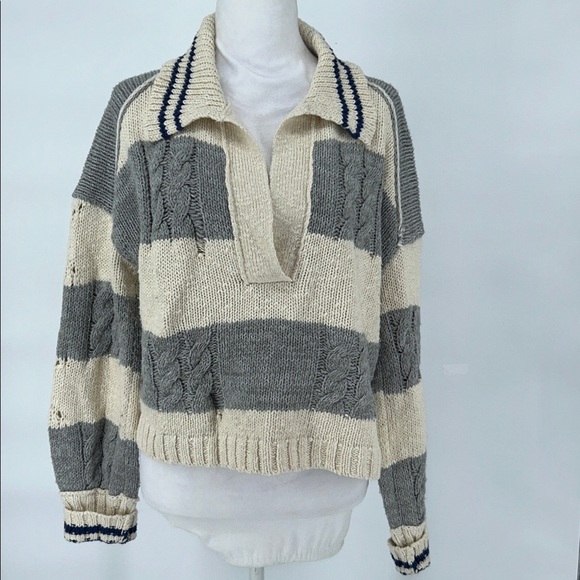 Free People Women’s Pembrook Oversize Sweater In Ivory Combo Size XS - Picture 3 of 12